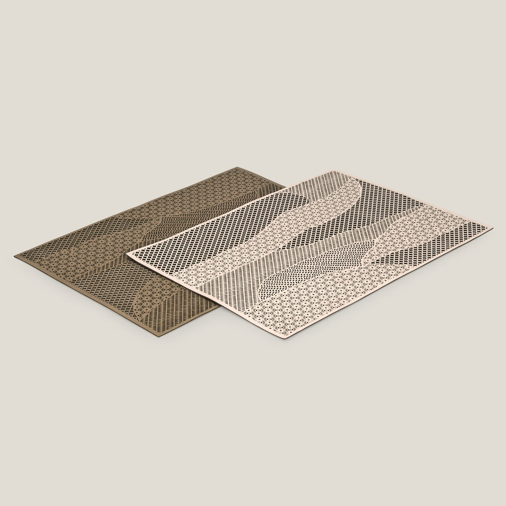 Pixel Dull Golden & Beige Placemat Set of 2