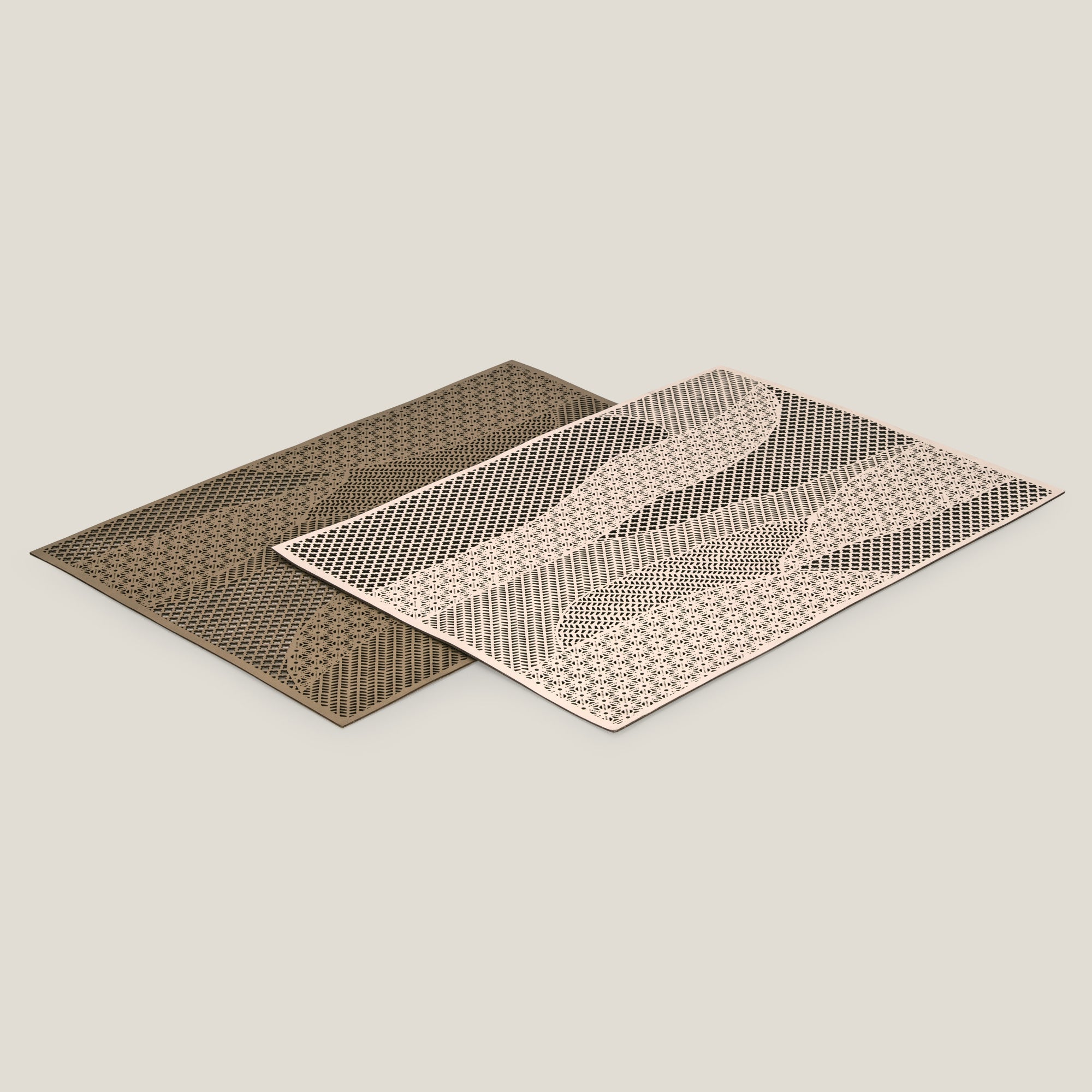 Pixel Dull Golden & Beige Placemat Set of 2