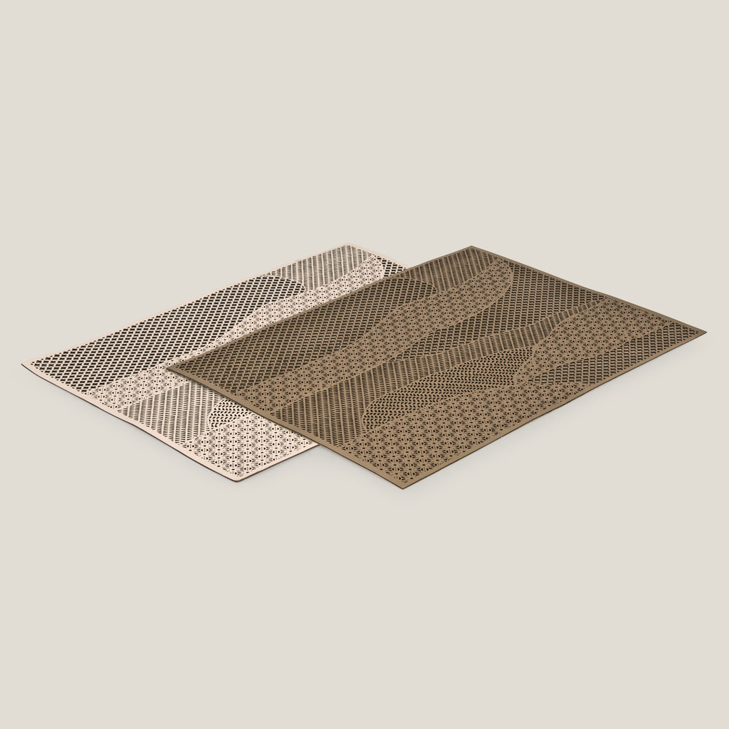 Pixel Dull Golden & Beige Placemat Set of 2