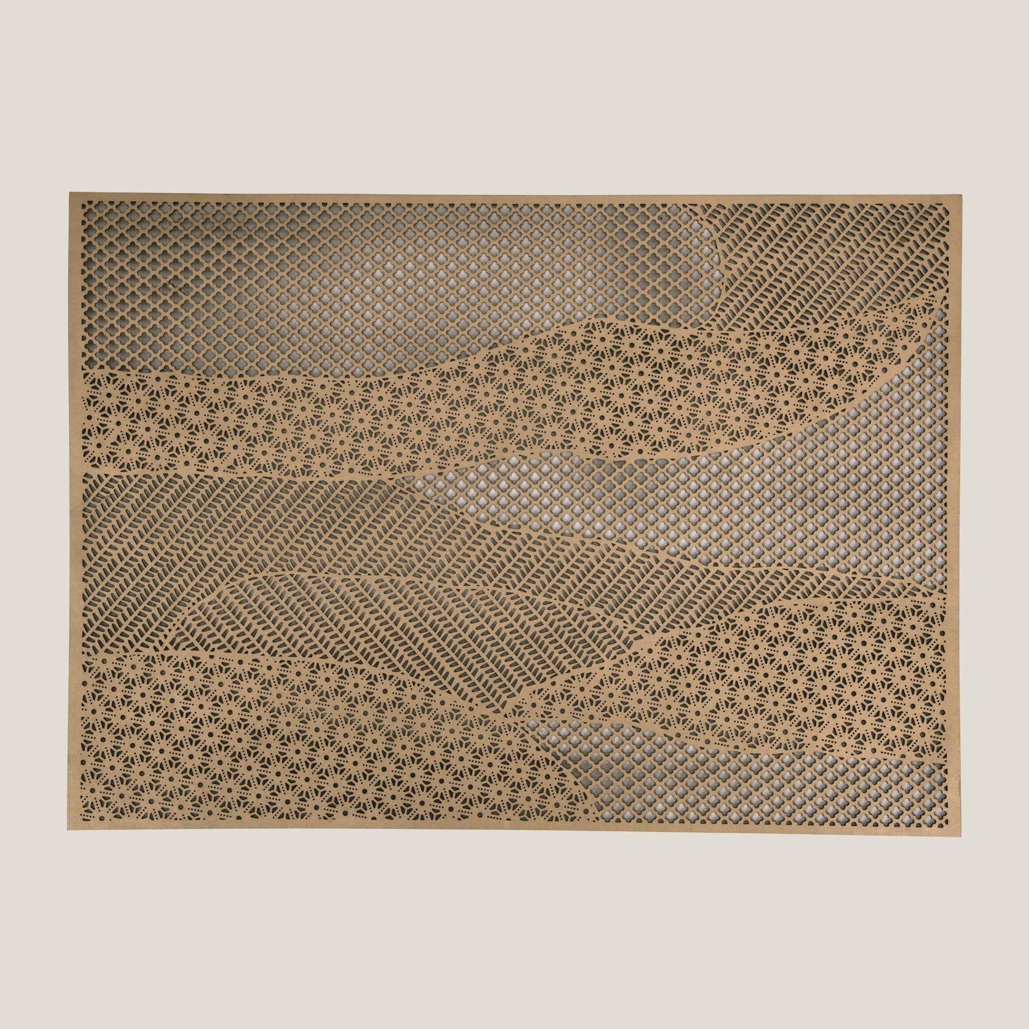 Pixel Dull Golden & Beige Placemat Set of 2