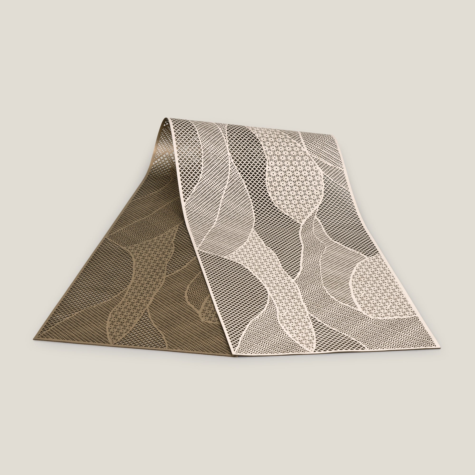 Pixel Dull Golden & Beige Table Runner
