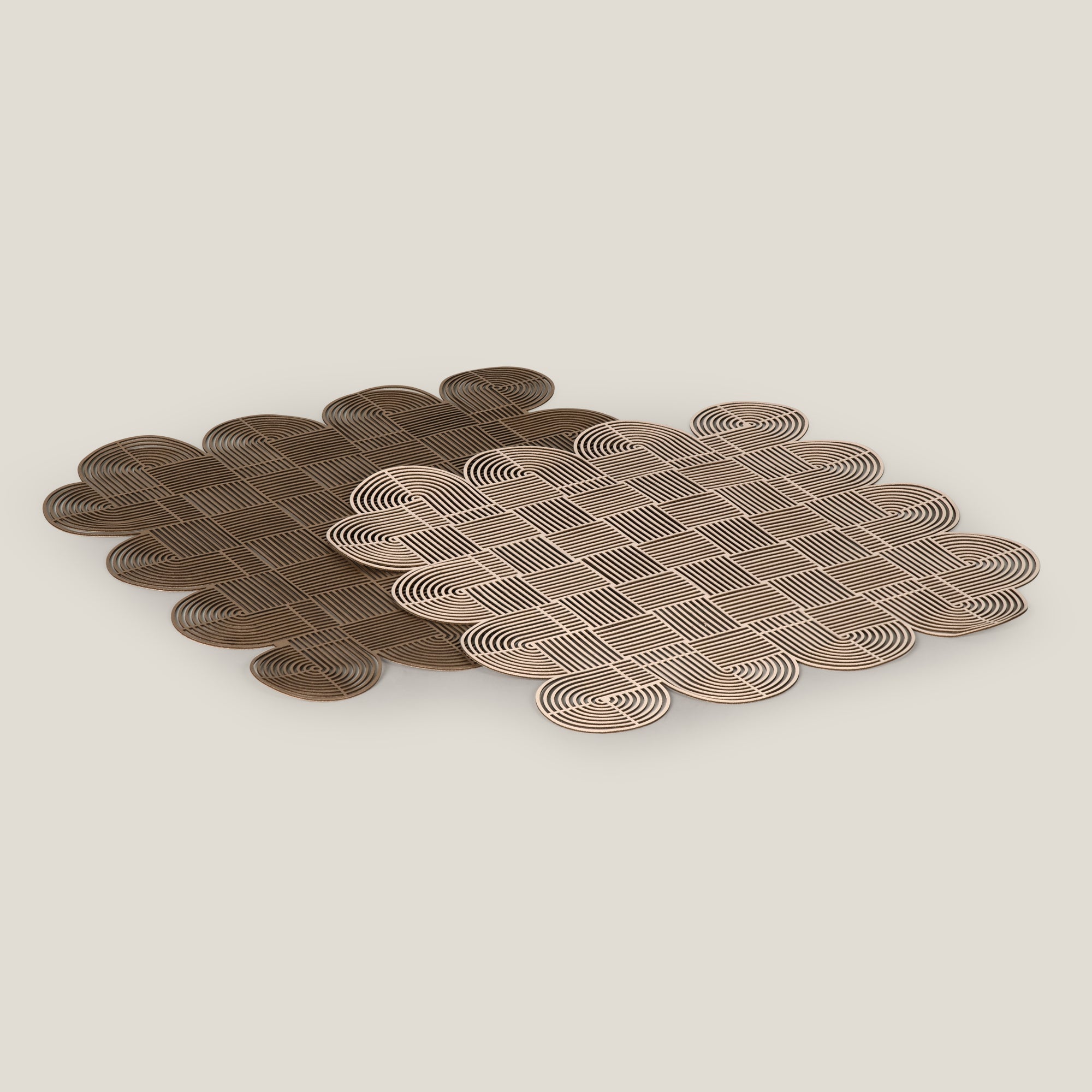 Alpha Beige & Dull Golden Reversible Placemat Set of 2